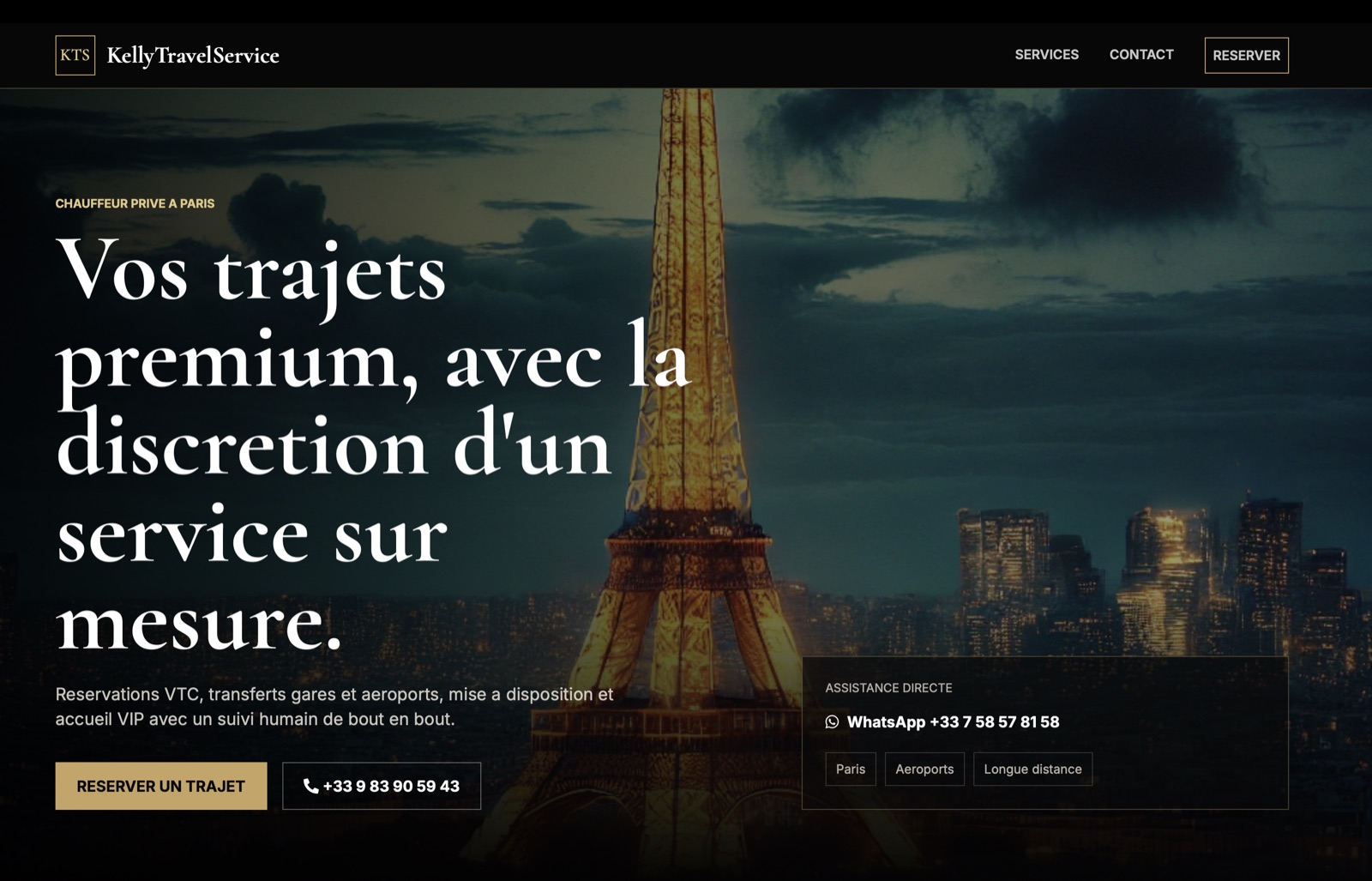 KellyTravelService — réservation VTC en ligne